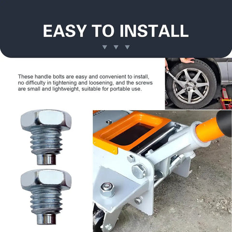 Heavy Duty Car Floor Jack Handle Bolts Rock Solid Hydraulic Pressure Rod Fixing Screws for 3 Ton 4 Ton. Silver bolts with portable design.