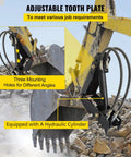 18 Inch Hydraulic Backhoe Thumb With Adjustable Length And Hydraulic Cylinder, Beefy Heavy Duty Weld On Attachment in use on excavator