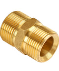 Brass double-ended pressure washer hose connector with two M22-14mm male threads