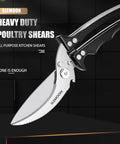Heavy Duty Poultry Shears For Chicken And Turkey Stainless Steel Kitchen Scissors Beefy For Tough Tasks With Black Handle