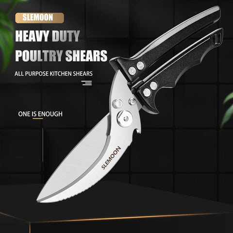 Heavy Duty Poultry Shears For Chicken And Turkey Stainless Steel Kitchen Scissors Beefy For Tough Tasks With Black Handle
