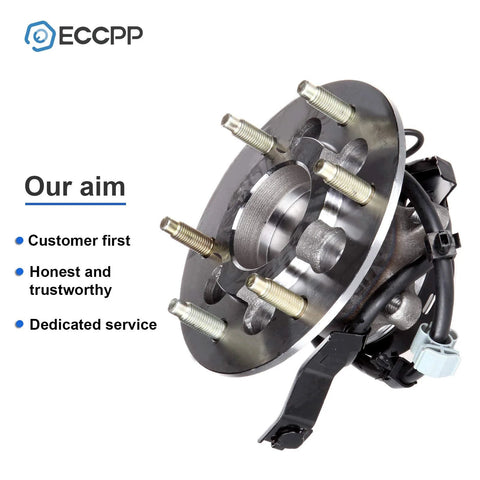 Pair Front Wheel Hub Bearing Assembly With ABS For 2004 2008 Chevy Colorado GMC Canyon Isuzu I 280 I 290 RWD Six Lug OE Style Replacement Fits Front Axle, showing metal structure and ABS wiring.