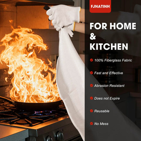 Emergency Fire Blanket For Home And Kitchen, 1 Pack 40 By 40 Inches Fiberglass Fire Barrier For Fire Safety in kitchen use