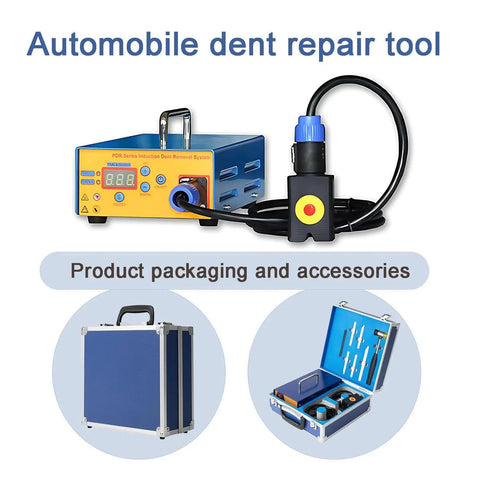 Powerful 1380W Auto Body Dent Repair Kit with carrying case and accessories for paintless dent removal, shown with tools inside case