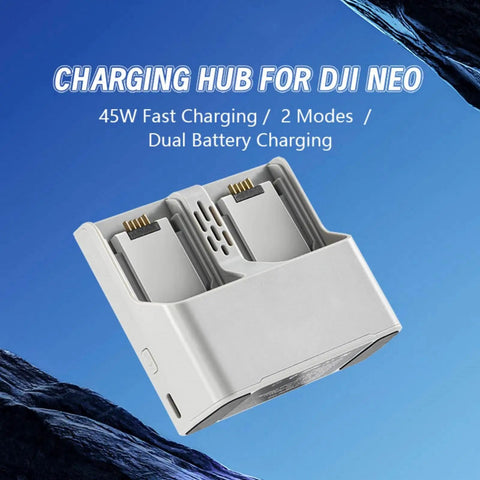 Two Way Charging Hub For DJI Neo Drone Batteries, Fast Dual Charger Station with smart charge manager features visible