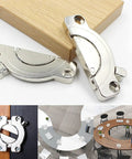 Say Bye To The Wiggle Heavy Duty Zinc Alloy Table Top Connectors with secure latch shown on wood and office tables.