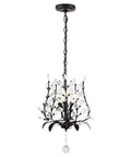Oil Rubbed Bronze 12 Inch 3 Light Dope Bohemian Pendant Light With Vintage LED Branch Ceiling Fixture For Kitchen Island, Bedroom, And Bathroom, Clear Acrylic Crystals, Energy Saving Bulbs Included