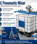 Industrial Pneumatic Paint Mixer For IBC Totes, 304 Stainless Steel Agitator, Pro Grade Heavy Duty Stirrer For 275-gallon tote