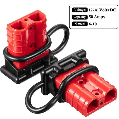 6 Sets 6-10 Gauge Battery Quick Connect Disconnect Kit 50A 12-36V Quick Connector Wire Harness Plug For Motor Winch Trailer Solar Inverter Remote Charger Red