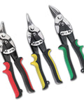 Three Pack Aviation Tin Snips For Cutting Metal Sheets With Heavy Duty CRV Steel Blades 10 Inch, safety lock, ergonomic grip