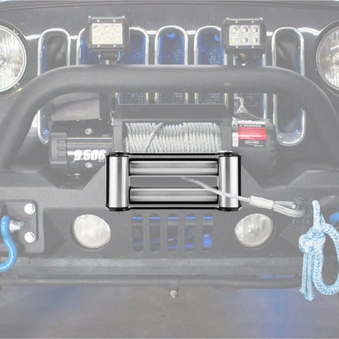 Front view of 6 Inch Winch Roller Fairlead Cable Guide Fits 4000 To 5500 Lbs UTV Winches, Protects Synthetic Rope, Reduces Friction.