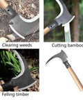 Double Scythe For Weeding And Outdoor Mowing High Manganese Steel Blade 2.8Mm Thick Durable Grass Sickle With Wooden Handle