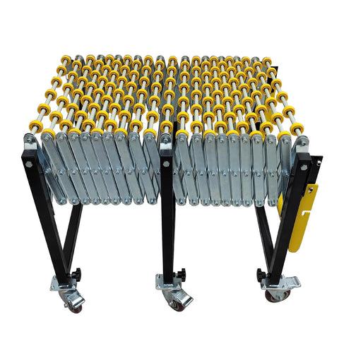Unpowered Portable Flexible Conveyor Expandable From 31.5 to 118 Inches With Height Adjustable 29.5 to 45.3 Inches, Roller Table Style