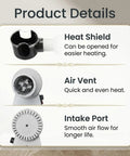 Top Shelf Optical Glasses Frame Warmer, 580W Quick Heat Lens Heater showing heat shield, air vent, and intake port features.