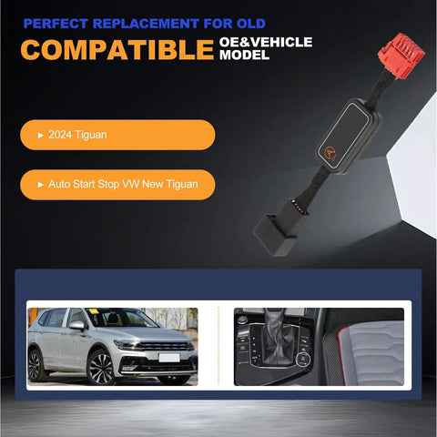Plug And Play Auto Start Stop Eliminator Harness Cable for 2018-2024 Tiguan, features detailed connector and wiring.