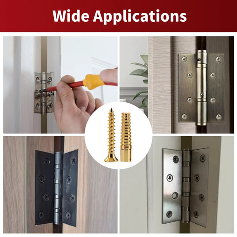 Heavy Duty Expansion Anchors And Screws For Door Hinge Repair With Tough As Nails Grip Plug Set For Drywall Concrete Plaster Wood Multi Surface Fastening And Wall Hardware Kit For Any Home Project, showing various hinge applications.