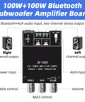 Beefy Bluetooth 5.0 HiFi Stereo Amplifier Board With 100W Per Channel Subwoofer Ready Treble And Bass Control AUX Input