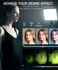 2 Pack LED Video Light Kit For Creators Dimmable Studio Lights 2800K To 6500K with woman showing lighting effects