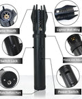 Refillable Butane Torch Lighter With Safety Lock And Adjustable Red Blue Jet Flame Windproof, labeled parts and features shown