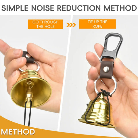 120dB Bear Bell With Electronic Air Horn Dual Bear Deterrent System For Hiking Camping Fishing And Biking Women Pro Safety Kit Gear Up For Any Trail Adventure And Peace Of Mind On The Go shown with simple noise reduction method