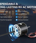 RV Air Conditioner Fan Motor Replacement With Capacitor One Third Horsepower 115V Dual Speed 1675 And 1080 RPM