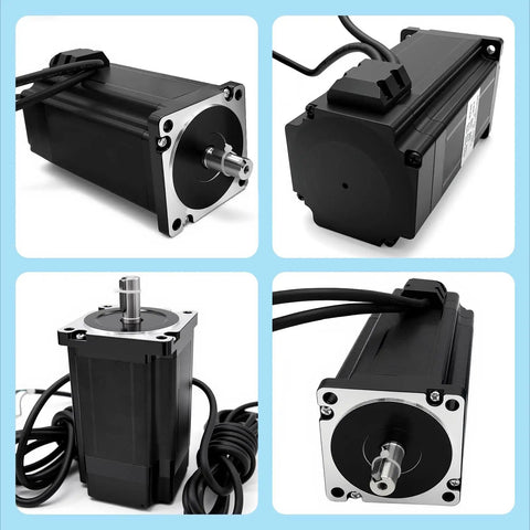 Four views of Three Axis 86mm Closed Loop Stepper Motor Kit With 12Nm Torque, 1700 Oz In, 1000 Line Encoder for CNC Router and 3D Printer