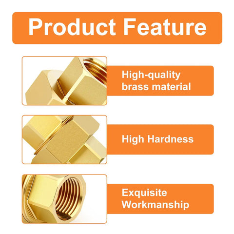 Durable Brass Union 3/8 NPT Female To 3/8 NPT Female Pipe Fitting features and materials list