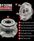 Pair 513298 Front Wheel Bearing Hub Assembly For Multiple 5 Lug Vehicles With ABS Fits Rogue 2008-2013 Rogue Select 2014-2015