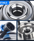 Front Wheel Bearing And Hub Assembly For 2001 To 2007 Chevy Silverado 1500 HD 3500 Avalanche Suburban 2500 And GMC Sierra 1500HD 2500HD 3500 Yukon XL 2500 8 Lug With ABS Pair, close-up details of metal construction and ABS connector
