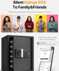 Smart Fingerprint Safe Box With WiFi App Unlock Real Time Alarm Voice Command Kidnap SOS Tamper Proof Design next to smartphone app