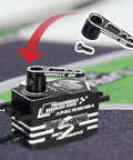 2 Pack 25T Servo Horn Aluminum Steering Arm Replacement For Futaba Savox Power HD Servos attached to servo motor