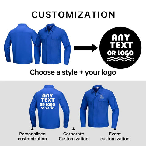 Kick Ass Heavy Duty Men's Long Sleeve Work Shirt And Custom Printed Industrial Uniform For Mechanics And Factory Crews Featuring Thick 100 Percent Cotton Gear Built For The Daily Grind And Zero Fuss in blue with customization options.