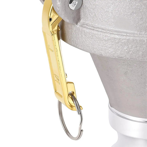 Built Like A Tank Type Da Camlock Reducer Fitting With Rugged Aluminum Hose Adapter Coupler close-up of locking mechanism.