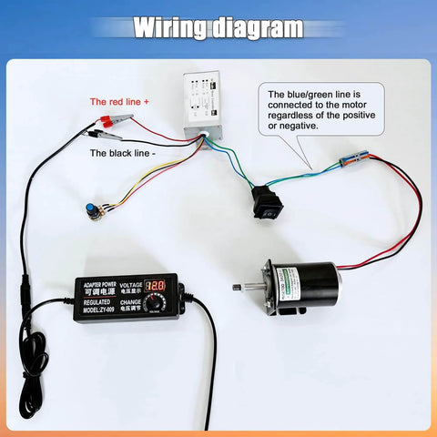 Wiring diagram of DC Motor Speed Controller With Pulse Width Modulation PWM For 12V 24V 36V 48V 60V Systems with connections.