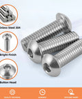 Top Shelf Durable M8 1.25 X 25 Millimeter Button Head Socket Cap Screws 25 Pack Corrosion Proof 304 Stainless Steel.