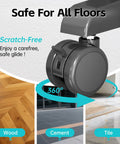 Top Shelf Standing Desk Casters With Lockable M8 Stem Rollers Built For Heavy Loads gliding effortlessly on wood, tile, and cement floors.