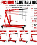 5000 Lbs Folding Engine Hoist Cherry Picker Crane Hydraulic Pump Heavy Duty Alloy Steel Frame with 4-position adjustable boom.
