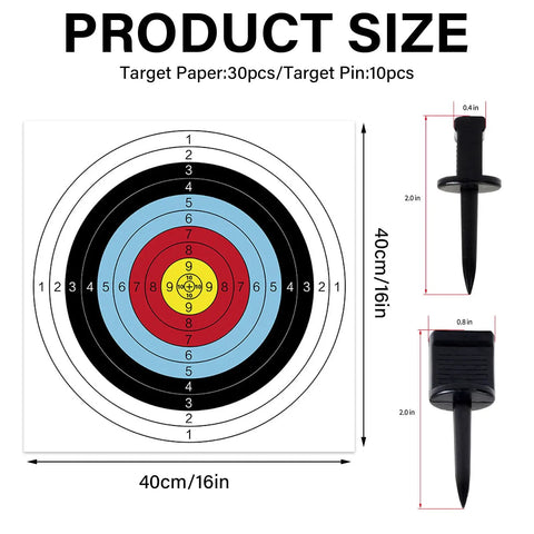 Archery Target Paper Set For Backyard Practice And Hunting With No Fuss Fixing 23.6 Inch Standard Bow Target with size dimensions.