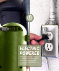 Heavy Duty Electric Pail And Bucket Transfer Pump Shifting 4 5 Gallons Per Minute With Adjustable Flow Nozzle Built In Hose Holder and electric connection detail.