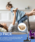 Child playing near vacuum and 20 Pack Replacement Vacuum Bags For Zing And PowerForce Canister Vacuums Compatible With 4122 4122D