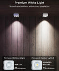Comparison of Permanent Outdoor Lights and Year-Round 100Ft RGBIC Permanent Outdoor Lights 2, highlighting brightness