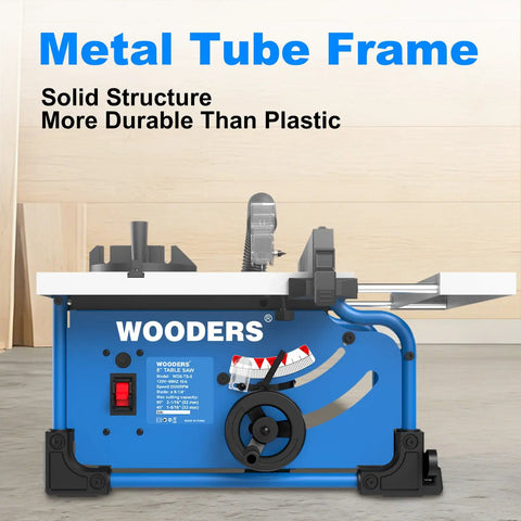 Badass 8 Inch Table Saw Driven By A Beefy 15 Amp 5500 Rpm Motor With Heavy Duty 80 Tooth Carbide Blade, metal tube frame