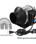 Powerful 3 Inch Duct Fan With Speed Controller Delivers Up To 200 Cubic Meters Per Hour Airflow shown with flexible pipe and plug