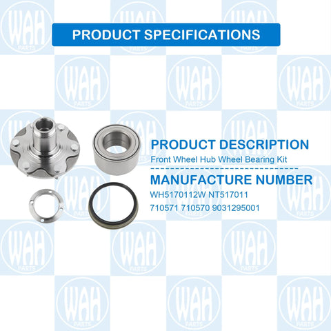 Front Wheel Hub Bearing Kit For Toyota 4Runner 1996-2001 2WD, Sequoia 2001-2007 2WD, Tundra 2000-2006 2WD, Tacoma 1999-2004 2WD Without ABS