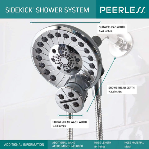 Easy No Tool Shower Arm Upgrade With Dual Head And Wand Five Pattern Shower Head For Pet Baths And Tub Cleanup, chrome metal.