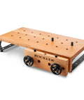 Handy Bench Portable Woodworking Workbench With Moxon Vise, 16x32 solid beech benchtop, 4x4 dog hole grid, steel base brackets