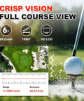 Golf Range Finder With Slope And Magnet, 1000 Yard Range, 6X Zoom, HD LCD Display, showcasing features and golf course view