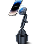 Beefy Magnetic Cup Holder Phone Cradle With MagSafe N54 Magnet Flexible Tri Pivot Arm For Car Mount Fits iPhone 17 16 15 14 13 12 And Samsung Universal Phone Holder For Tesla Truck And SUV installed view.