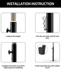 Installation instructions for Heavy Duty Table Leg Extenders For Folding Tables featuring height adjustment and stabilization.