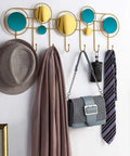 Heavy Duty Wall Mounted Coat Rack With Seven Rustproof Iron Hooks Modern Light Luxury Hardware Entryway And Bathroom Storage Solution That Handles The Daily Grind In Style with hats, scarves, bags, and ties.